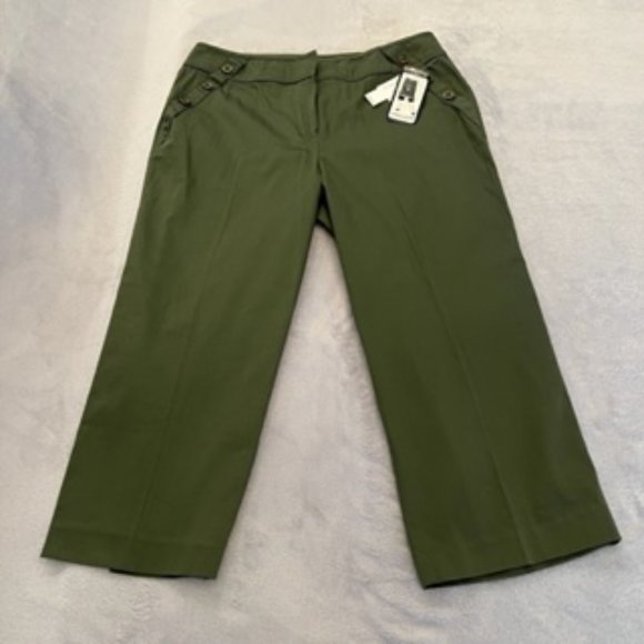 Larry Levine Stretch Crop Pants 12 Color NOA Olive Oil (NWT) - Picture 1 of 15